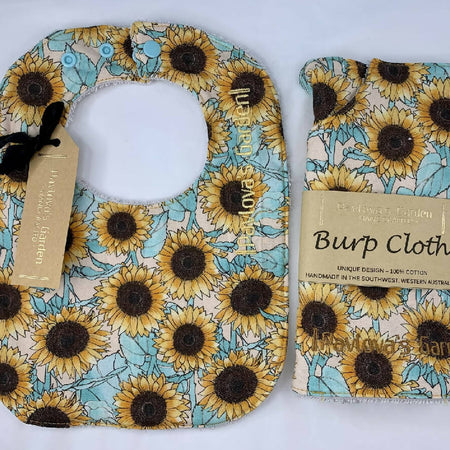 Bib & Burp Cloth Set - Sun Flowers