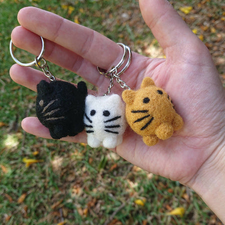 Needle Felted Keychain - Cat - 3 colours available
