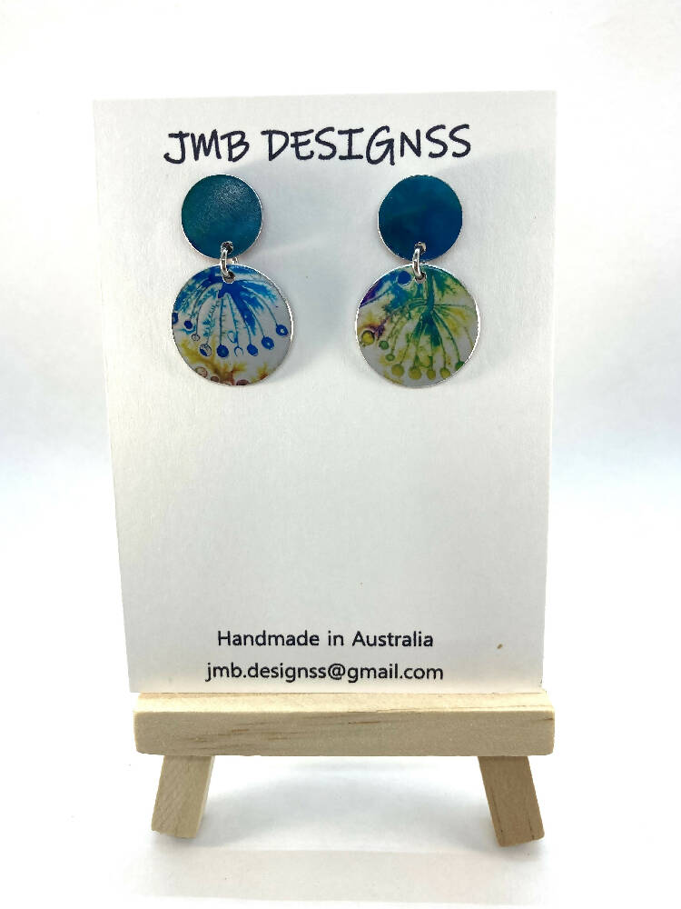 Printed Australian floral anodised aluminium earrings