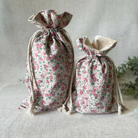 Reusable Fabric Gift Bag - Pink Floral