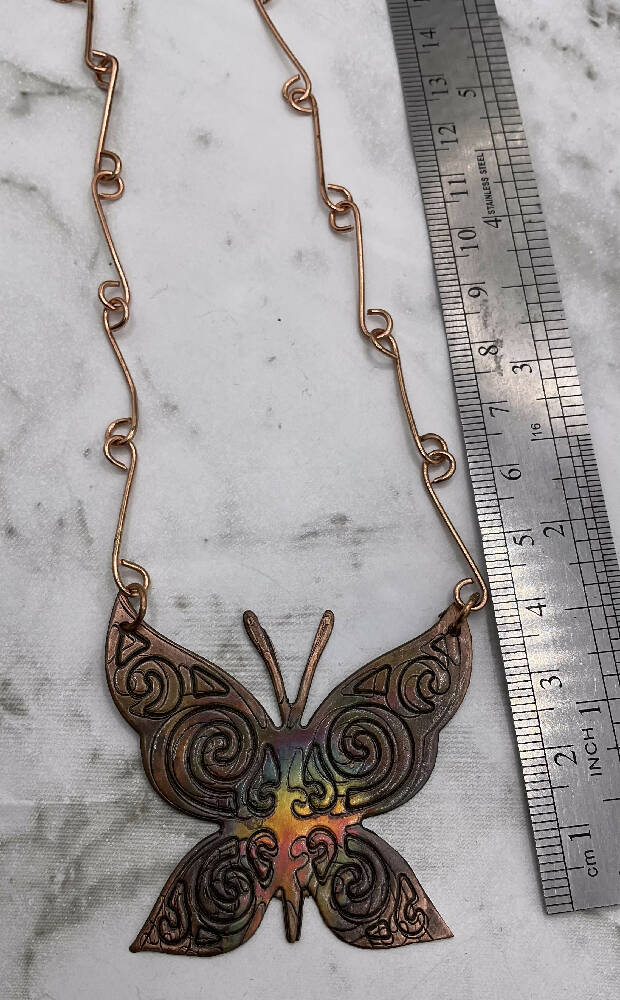 Copper Butterfly Pendant & Chain