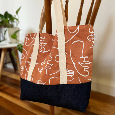 Tote Bag for Shopping/Market/Beach – Faces + Denim