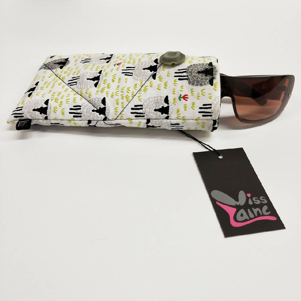 Sunglass case protector, eyewear case, sheep print