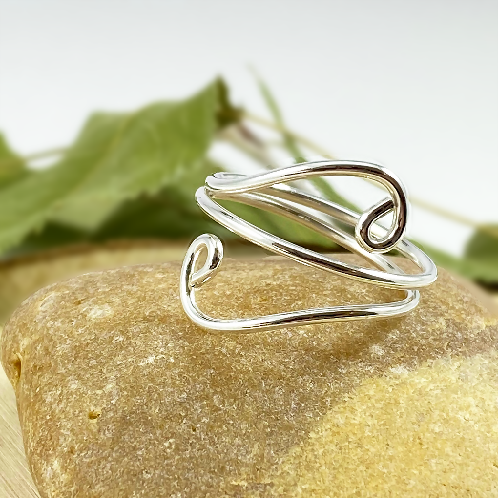 Solid silver wave ring _4