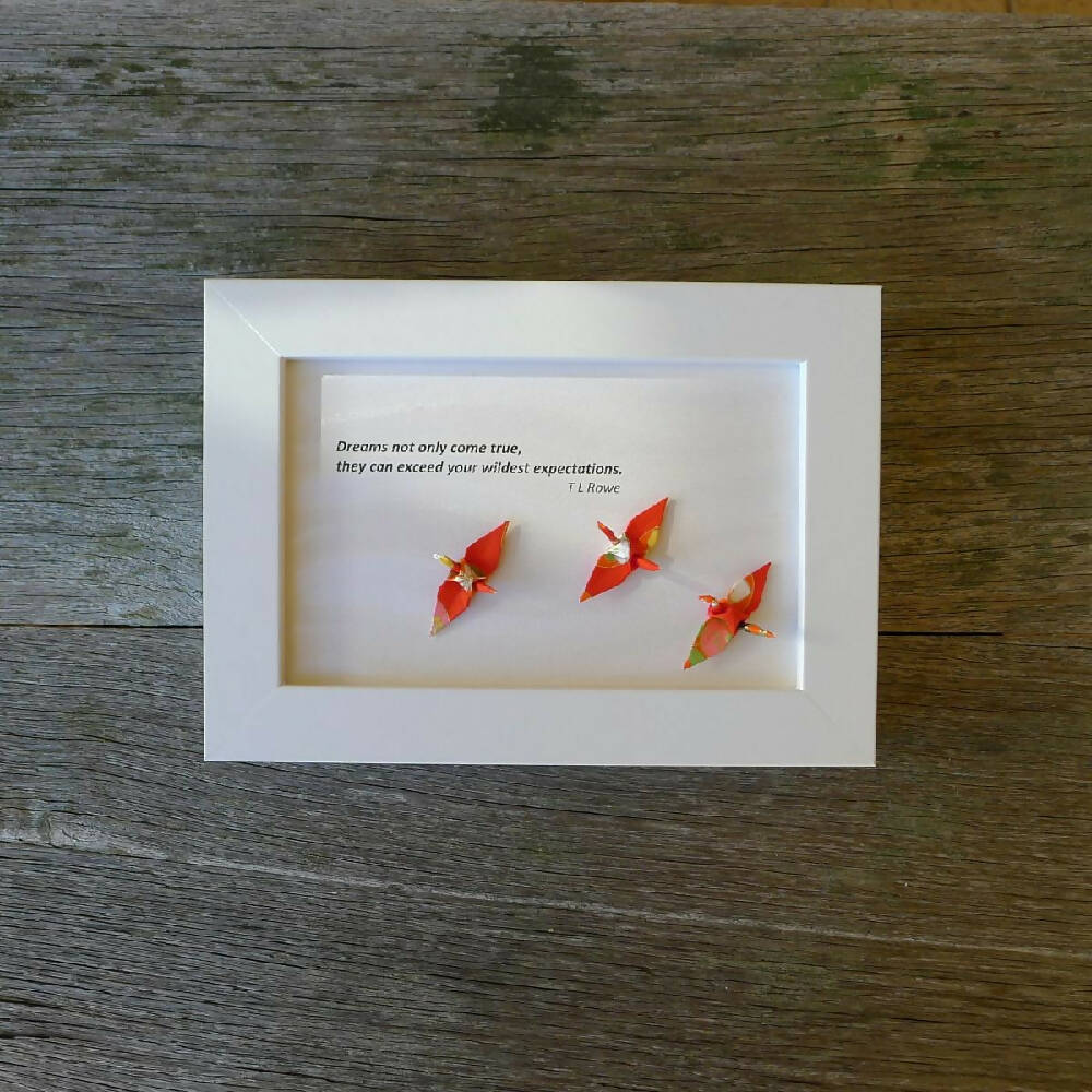 Framed unique gift with quote and good luck cranes