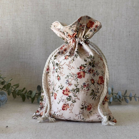 Reusable Fabric Gift Bag - Peach Floral