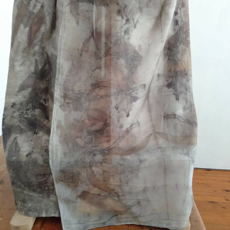 Silk scarf eco printed eucalyptus scribbly gum