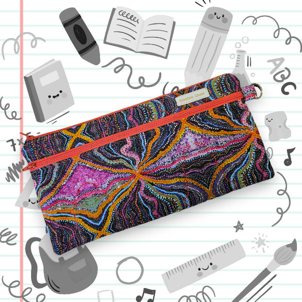 Handmade Pencil Case Zippered Indigenous Design