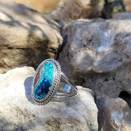 Sterling Silver Shattuckite Ring Size T
