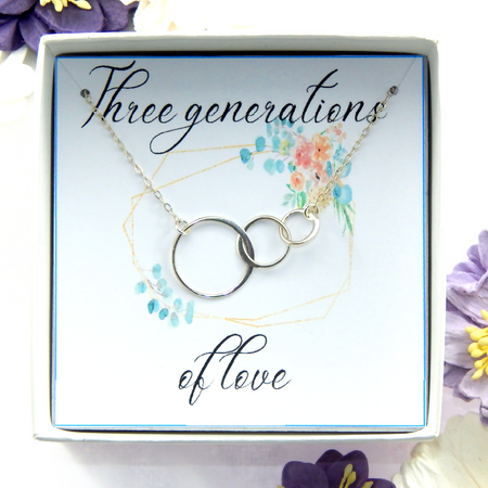 Gift for Grandma,Three Generations Necklace