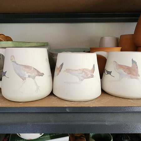 Porcelain mug with turbo chooks- handmade in Tassie