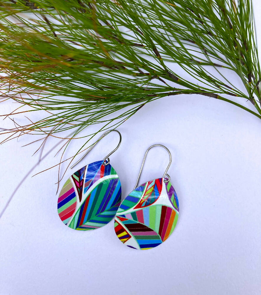 Sublimation printed abstract aluminium earrings