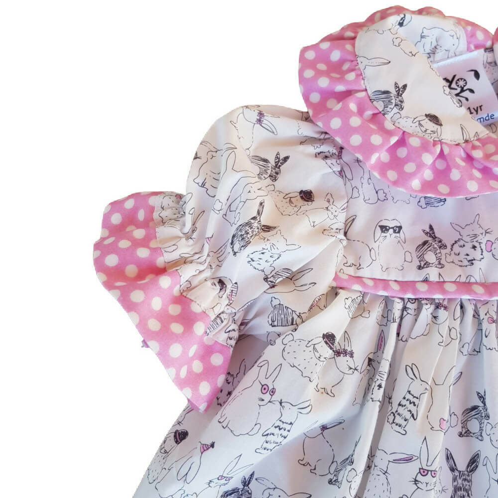 Baby Girls Rabbit Print Dress | Size 1