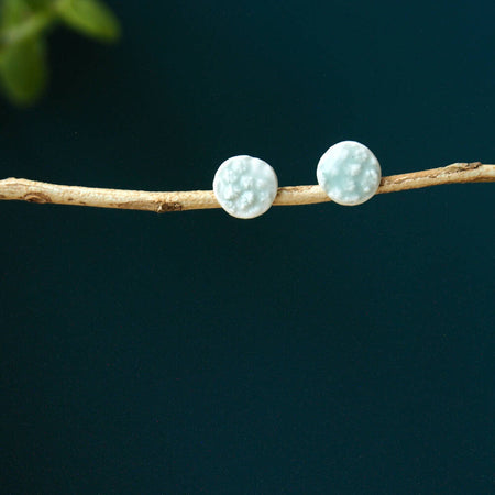 Coral Imprinted Porcelain Earrings - Studs