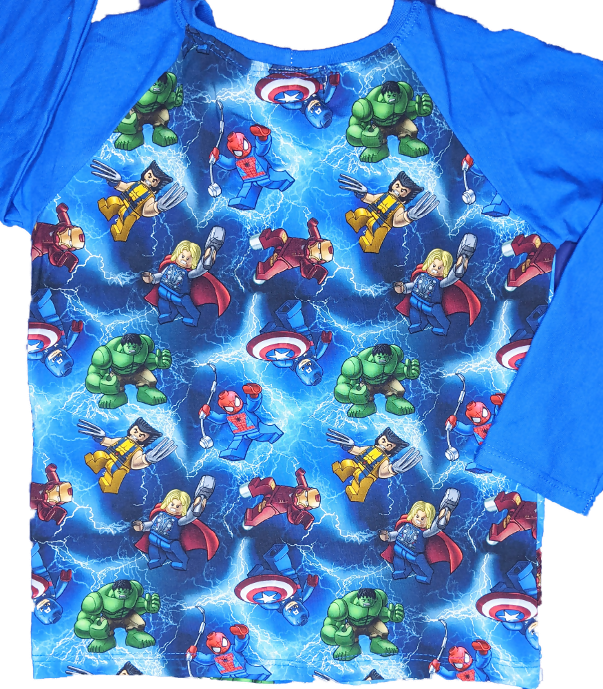 Boys Long Sleeve Tee, Blue Heroes, Sizes 7, 8