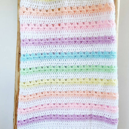 Baby Blanket Pastel Rainbow of Colours Newborn Handmade Crocheted