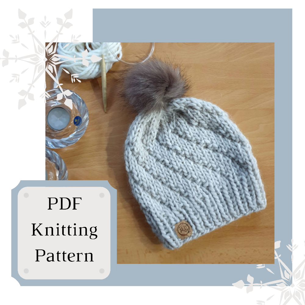EASY CHUNKY TWIST KNIT Pattern, Chunky Beginner Knitting, Unisex Adult Beanie, Quick Knit, Instant PDF Download, Scandi Inspired
