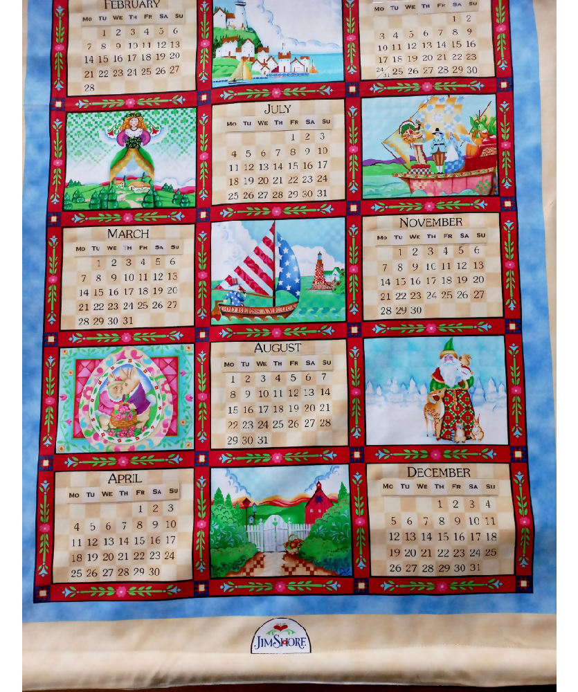 A Fabric Wall Calendar 2024 - Dec 2026 - 107 cm x 57 cm