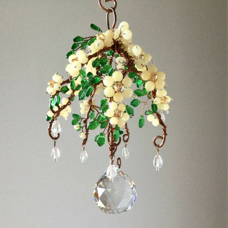 Floral-Cascade/Mobile-Hanger/Copper-Wire-Wrapped/Crystal Glass Beads