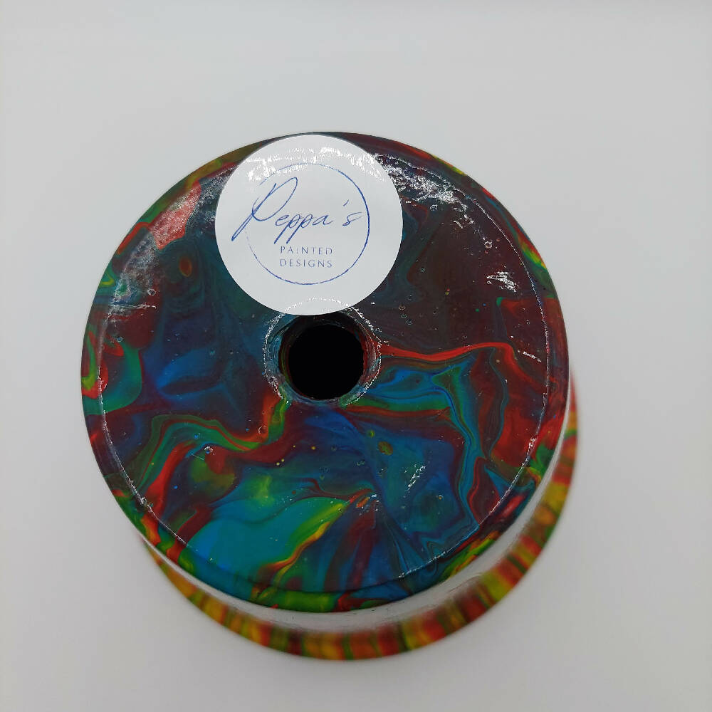 Mixed Colour Acrylic Poured Terracotta Pot