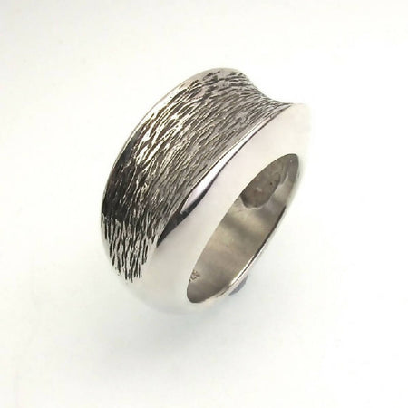 Sterling silver wide textured ring