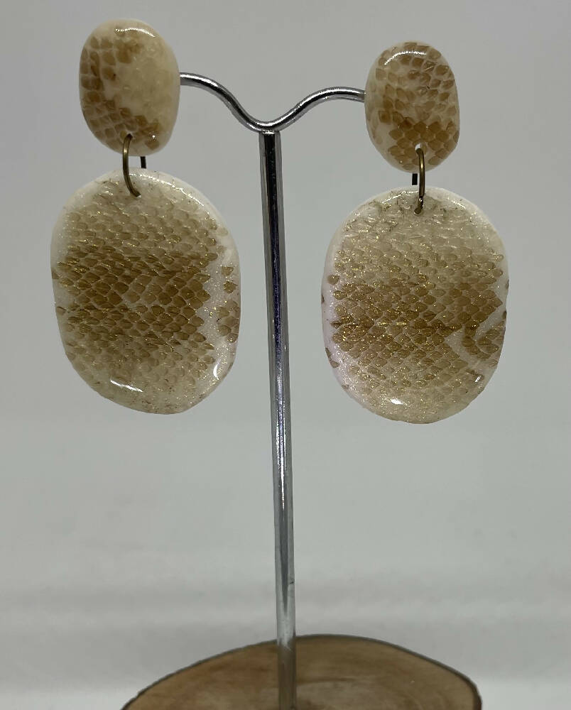 Polymer Clay and Snakeskin Earrings