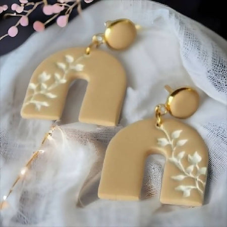 Cream Nature Arch - Polymer Clay Earrings