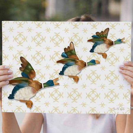 Art Print - Mullard Ducks - 3 flying ducks - 50's duck formation