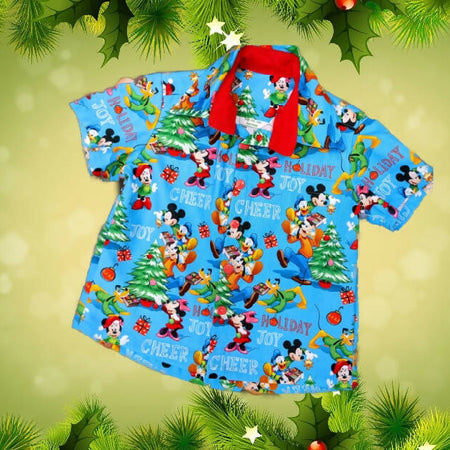 Xmas Shirt, Boys, Mickey, Light Blue, Size 5, 7, 8