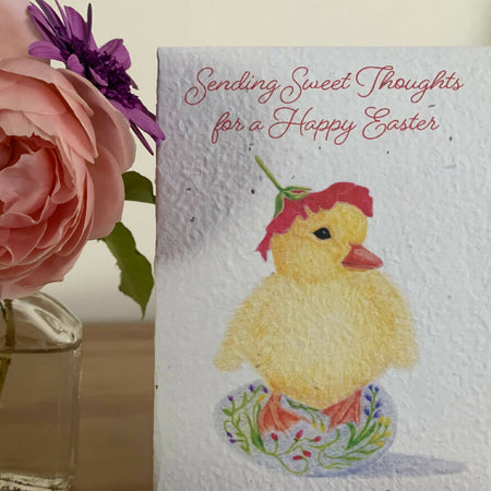 Easter Duck Illustrated Seeded Paper Greeting Card