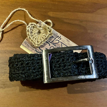 Crochet Bamboo Cord Belt (Gunmetal Buckle)