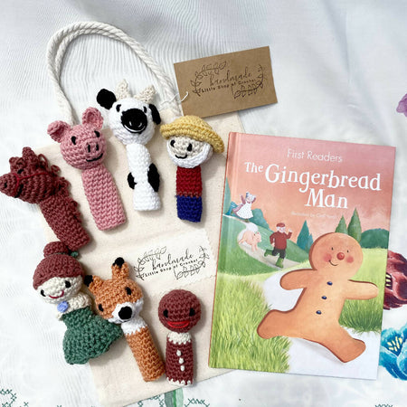 Finger Puppets Crochet The Gingerbread Man with Book