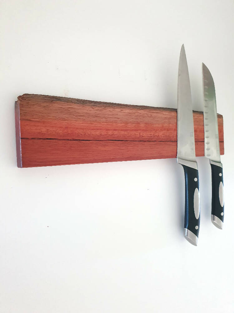 Magnetic Knife Holder, Wall Mounted, 30cm long, Holds 5 Knives,Australian Made, Jarrah Timber, Unique Wedding Present,