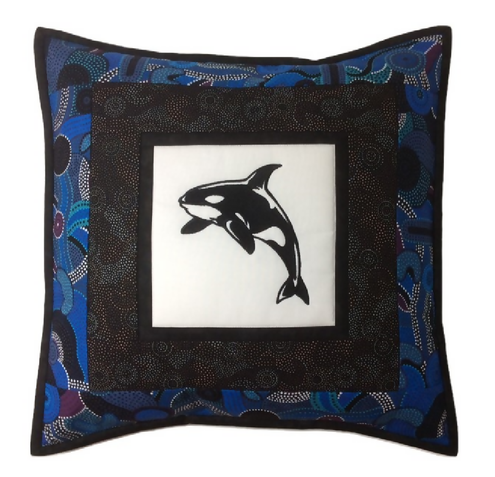 handmade Australian native quilted - orca / killer whale