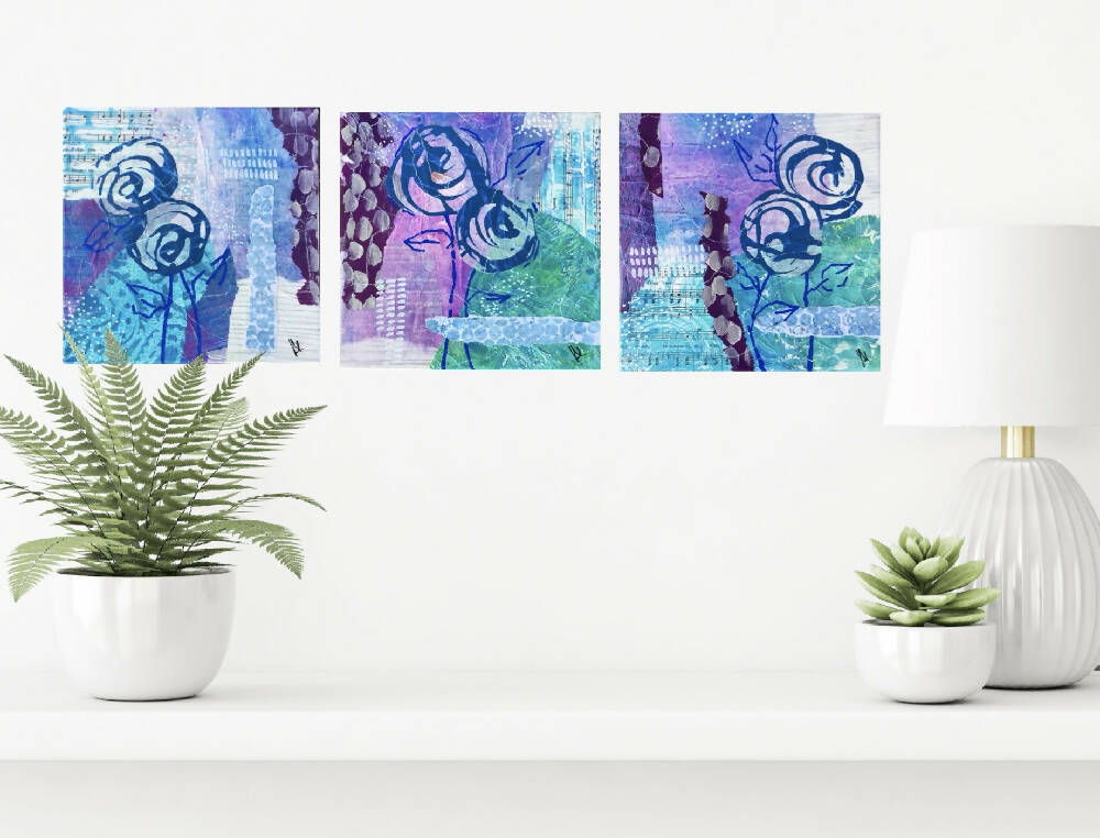 Paper Roses I, II and III - Triptych