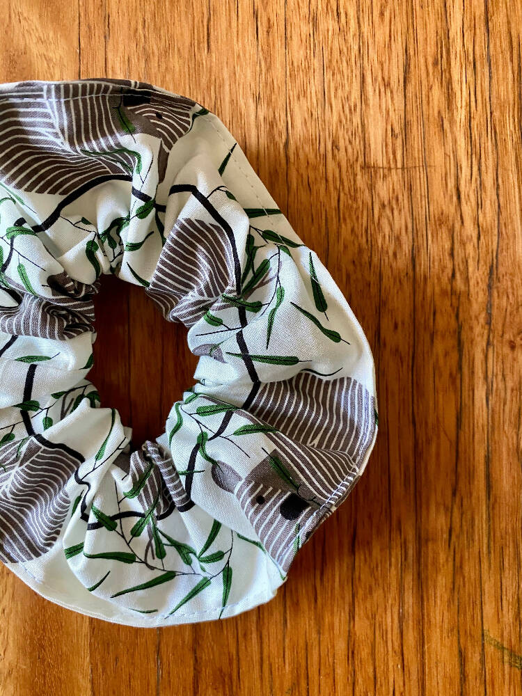 scrunchie - koalas / Australian animals / green grey white / organic cotton