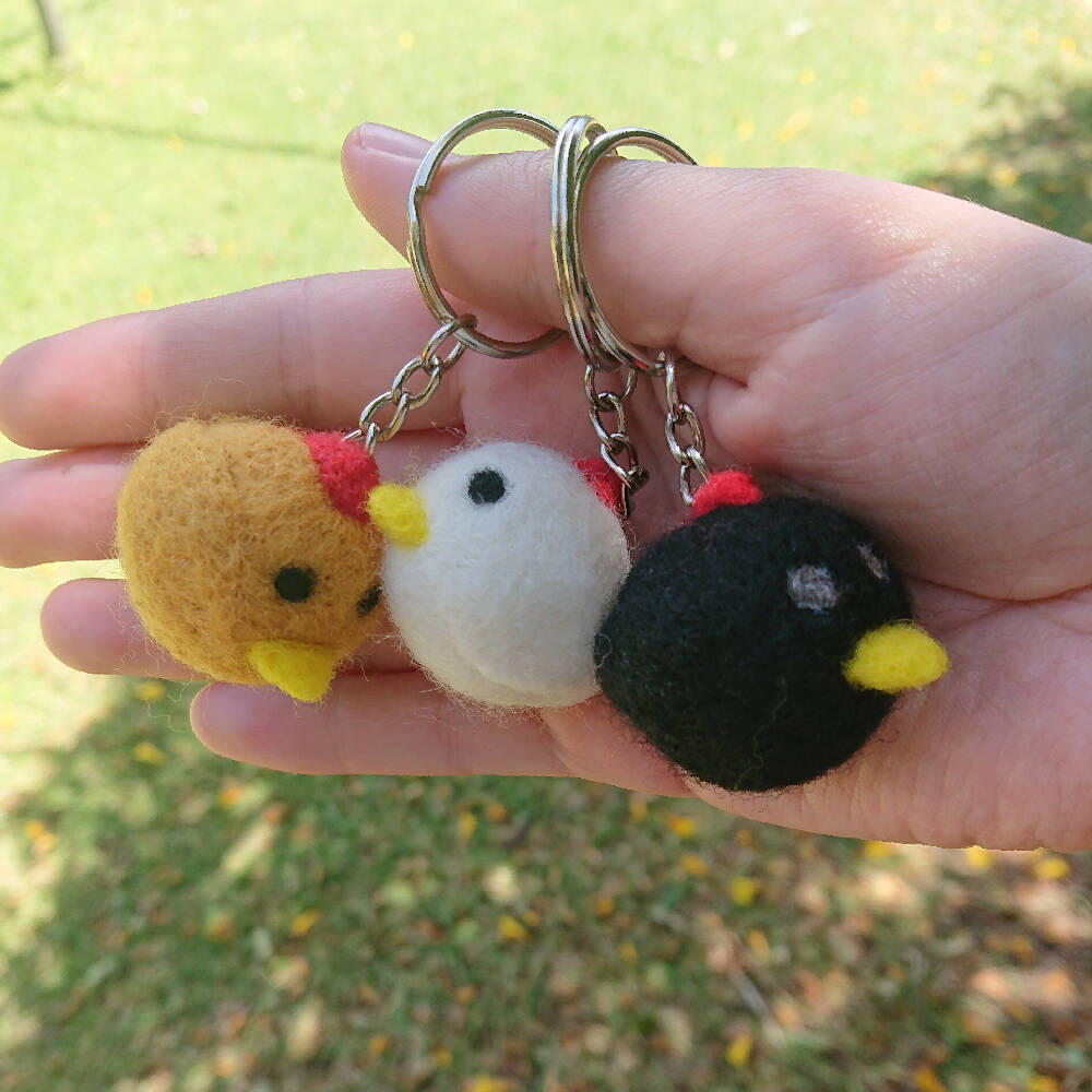 Needle Felted Keychain - Chicken - 3 colours available