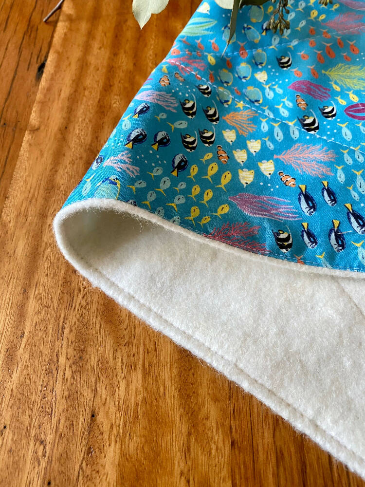 burp cloth - Australian tropical fish / organic cotton hemp
