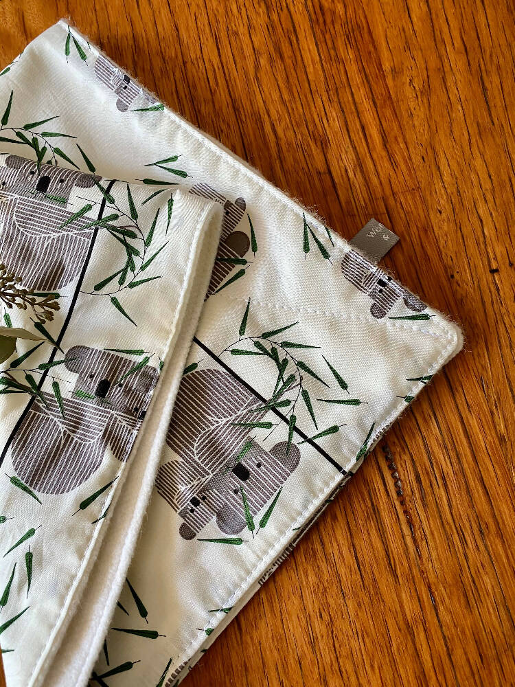 burp cloth - koalas / organic cotton hemp fleece / baby toddler