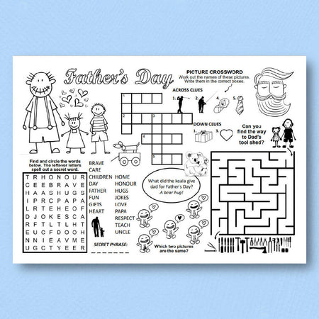 DIGITAL - Father's Day - Puzzle Activity Sheet - PDF Printable Download