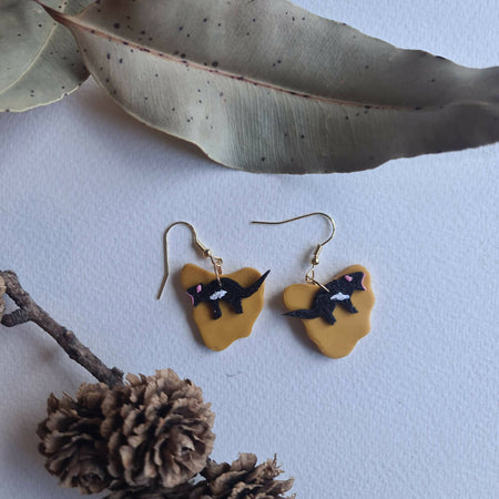 Tassie Devils, or Flora, In Tasmania dangle earrings