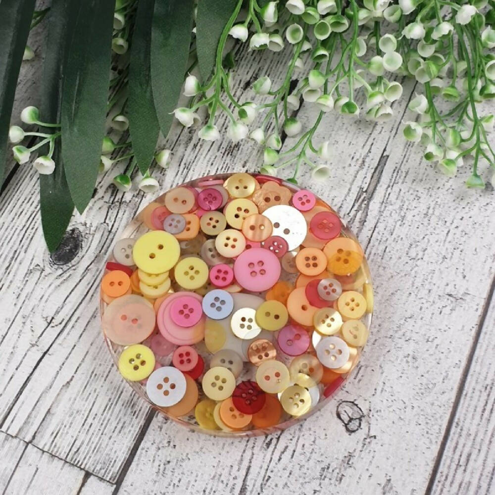 Coaster Citrus Lemon Button Mix Round Resin Mug (1)