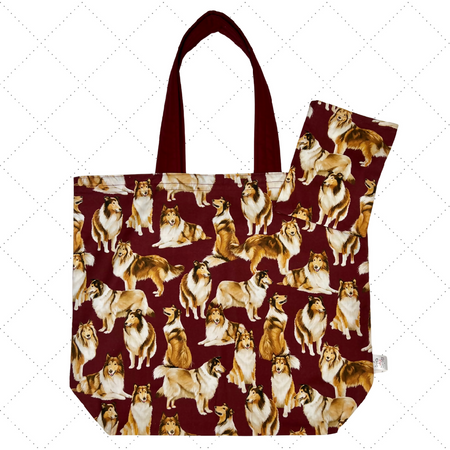Grocery Tote ... Lined with storage pouch ... Collie