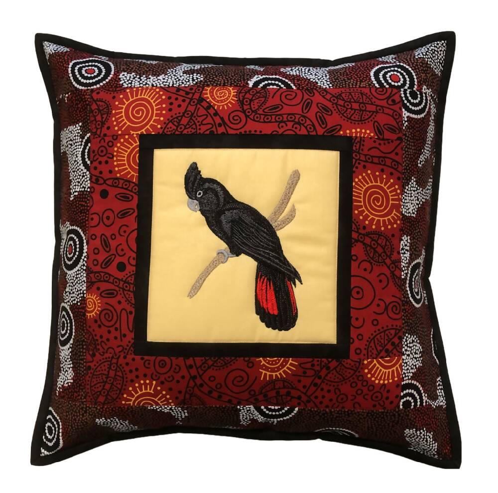 handmade Australian native quilted - RED TAILED BLACK COCKATOO