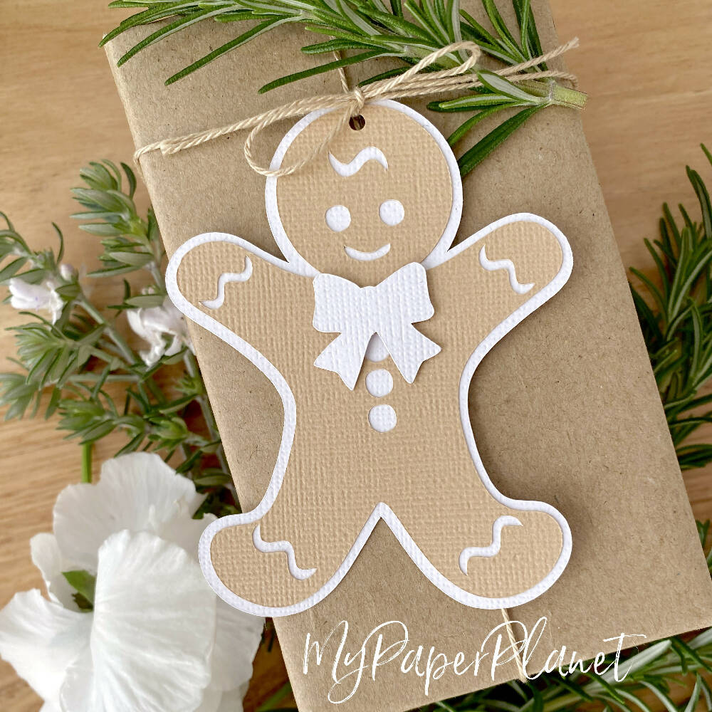 Gingerbread man gift tags, Christmas gift wrapping.