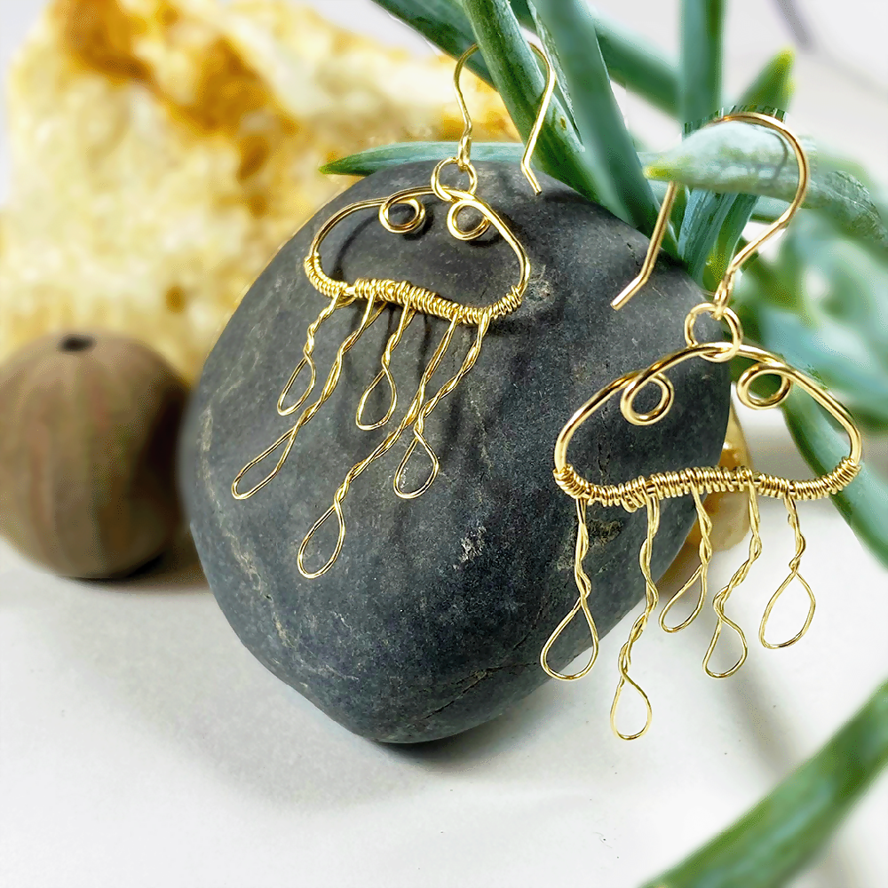 14K Gold Filled Jellyfish Dangle Earrings