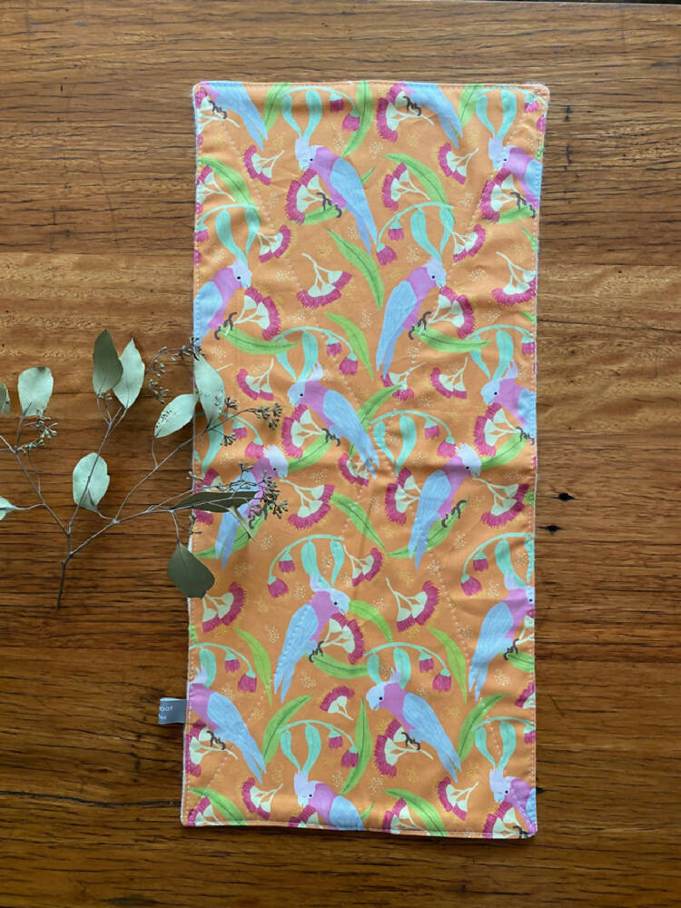 burp cloth - galahs orange / organic cotton hemp fleecy / baby toddler