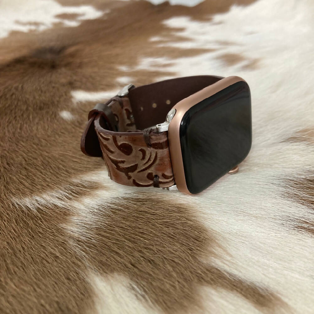 Leather Apple Watch Band - Western Vine