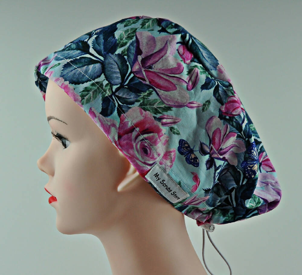 Scrub Hat Roses and Butterflies