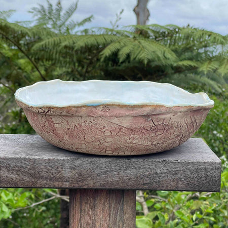 Large Handmade Rustic Lace Serving Bowl
